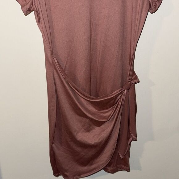 Socialite Mauve Draped Knot Tie Side Dress‎ Large NWT Stretch - Picture 4 of 8